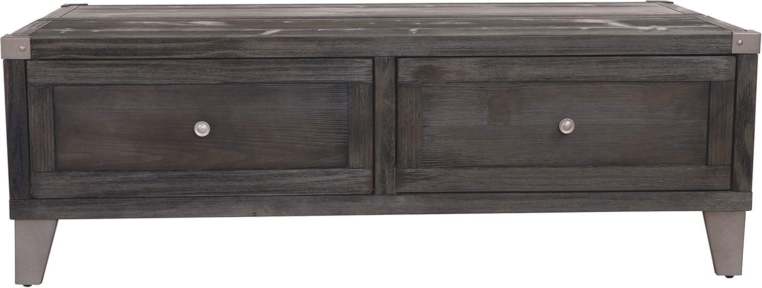 Dark Gray Rectangular Lift-Top Coffee Table with Storage