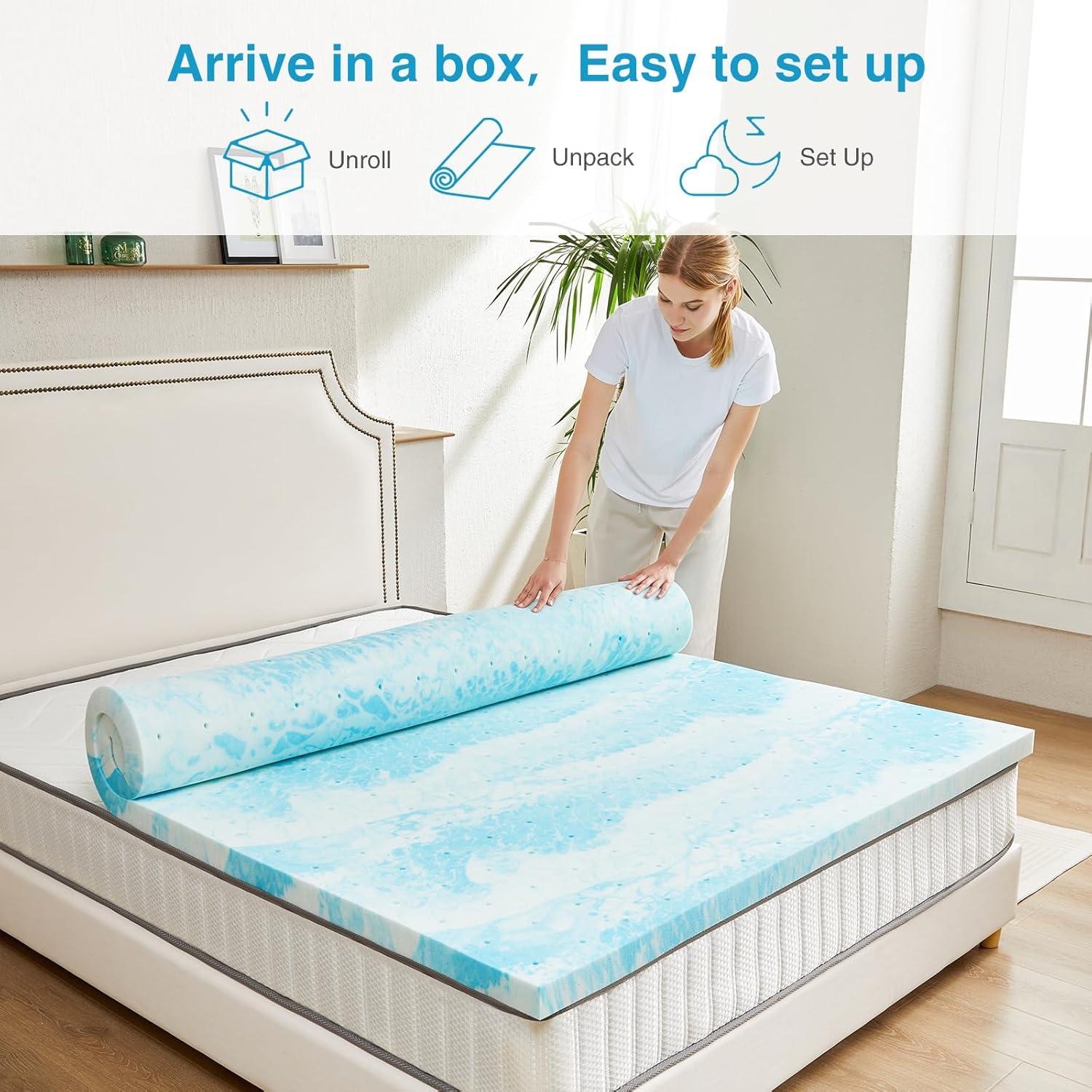 EDX 3 Inch Cool Gel Memory Foam Mattress Topper Twin Size Bed, Comfort Body Support & Pressure Relief, CertiPUR-US Certified