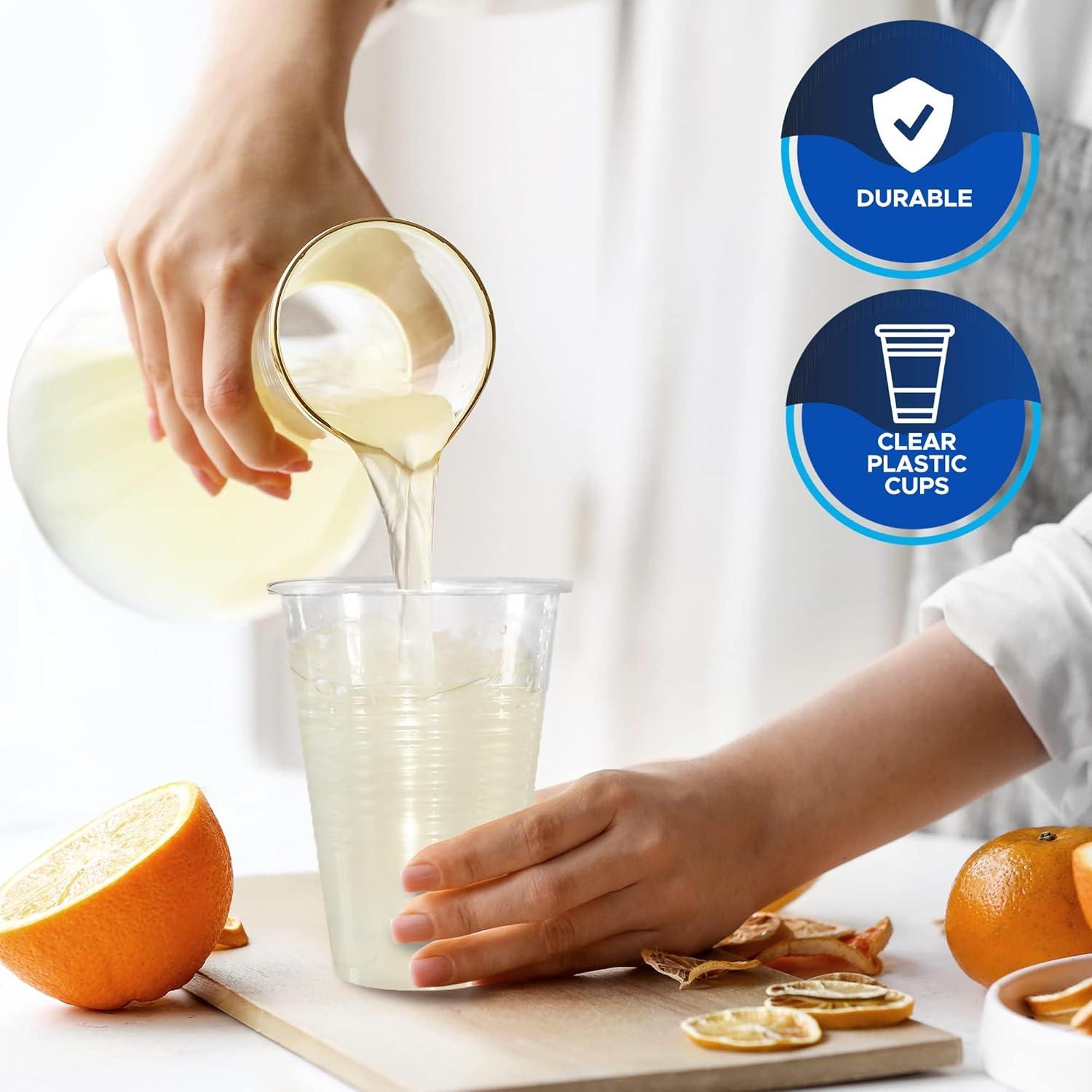 PAMI 9 Oz Clear Plastic Cups for Party Disposable Drinking Cups, 960-Pack