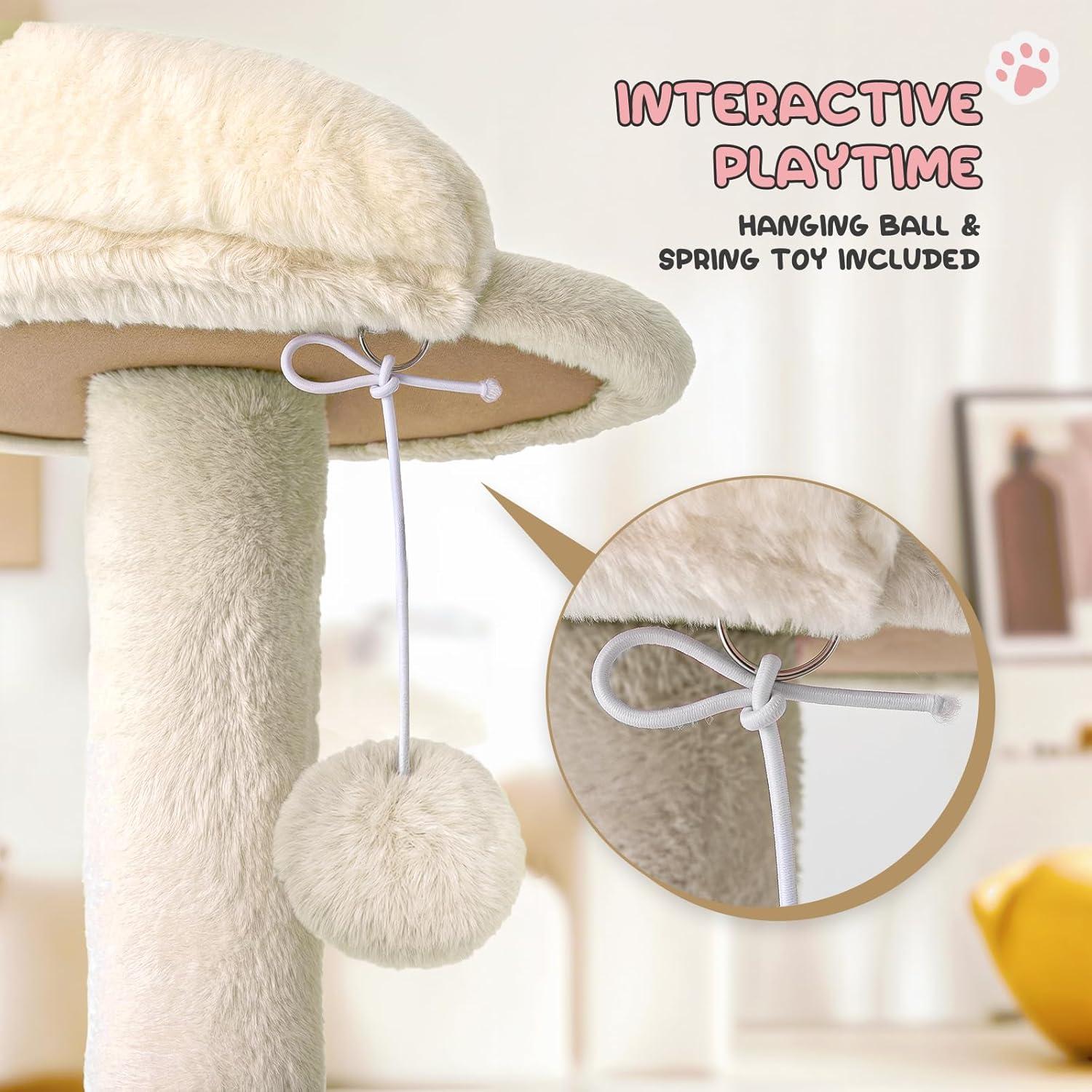 MoNiBloom Cat Tree Houses for Indoors, Multi-Level Cat Tree Tower, 70" Height（Beige）