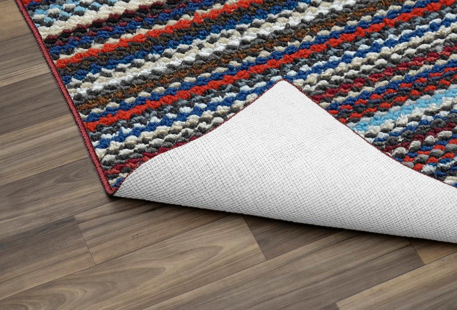 Kandace Striped Tufted Blue/Red/Gray Area Rug