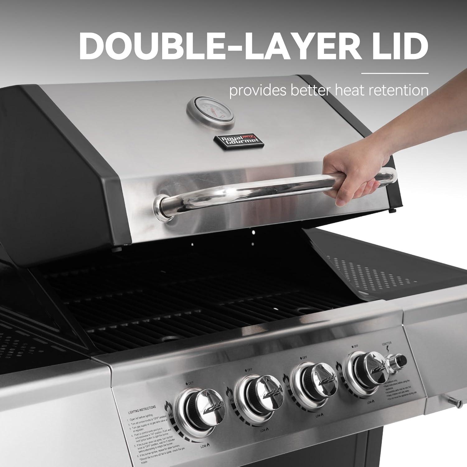 Royal Gourmet GA4400T Stainless Steel 4-Burner BBQ Gas Grill, 40,000 BTU