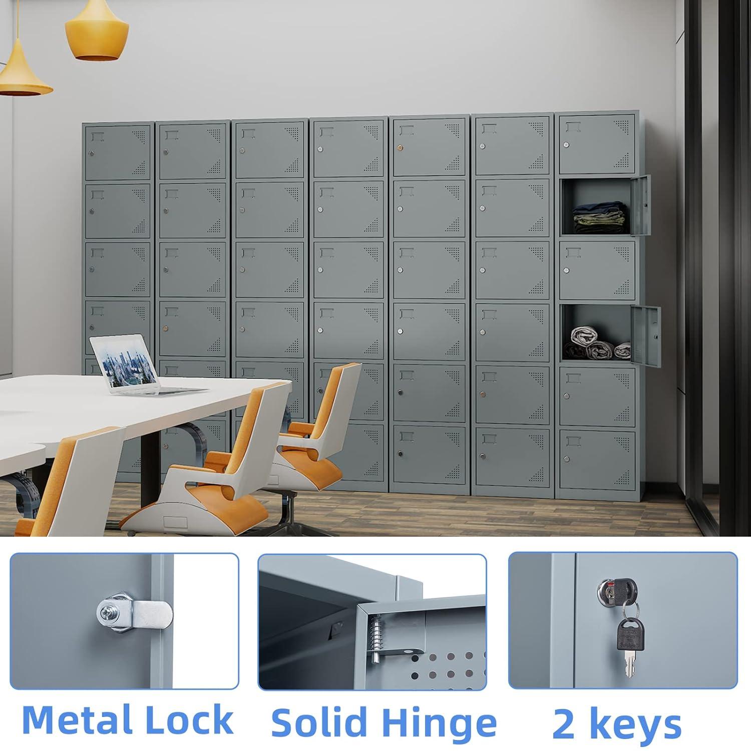 SISESOL Metal Locker Storage Cabinet with Doors and Shelves Metal Lockers with 6 Doors,71" Lockable Small Locker Storage Cabinet for Employees,School, Office, Home, Gym (Gray)