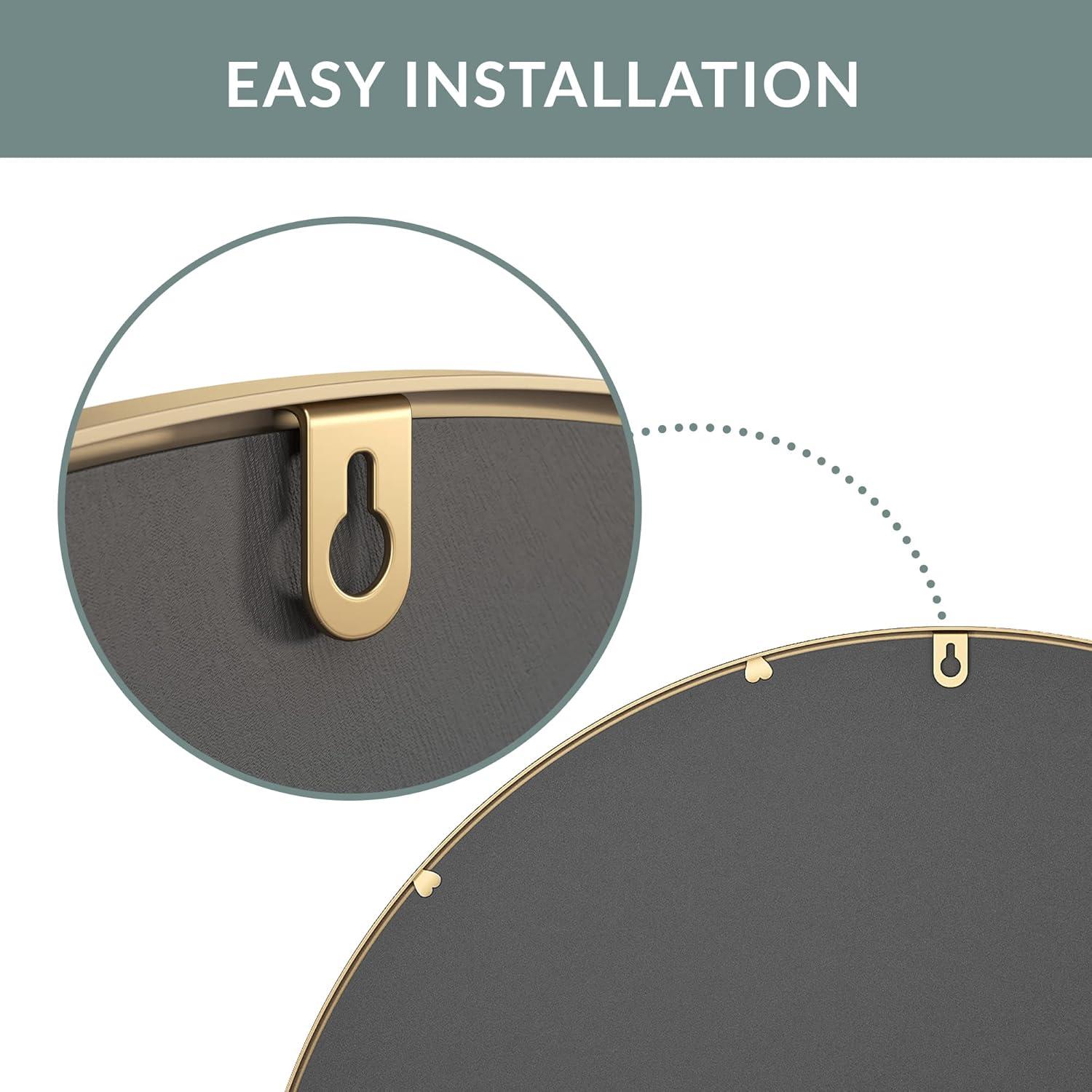 Barnyard Designs 24 inch Gold Round Mirror, Modern Bathroom Mirrors for Wall, Farmhouse Mirror, Metal Framed Round Mirror, Circle Mirrors for Wall, Bathroom Vanity Mirror, Wall Mirrors Home Decor
