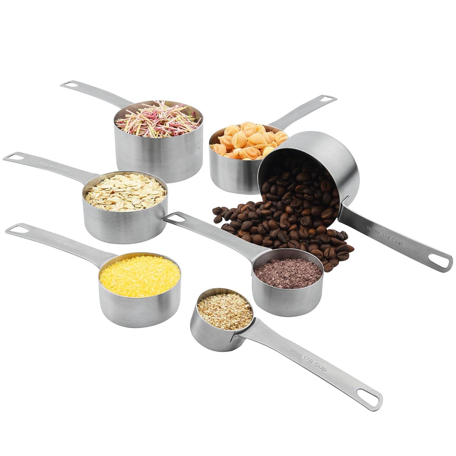 Measuring Cups and Spoons Set, Stainless Steel Measuring Cups Spoons Complete Set of 19pcs Professional Measurer Scoops Ingredients Liquid or Dry Heavy Duty Solid Measurment Cup