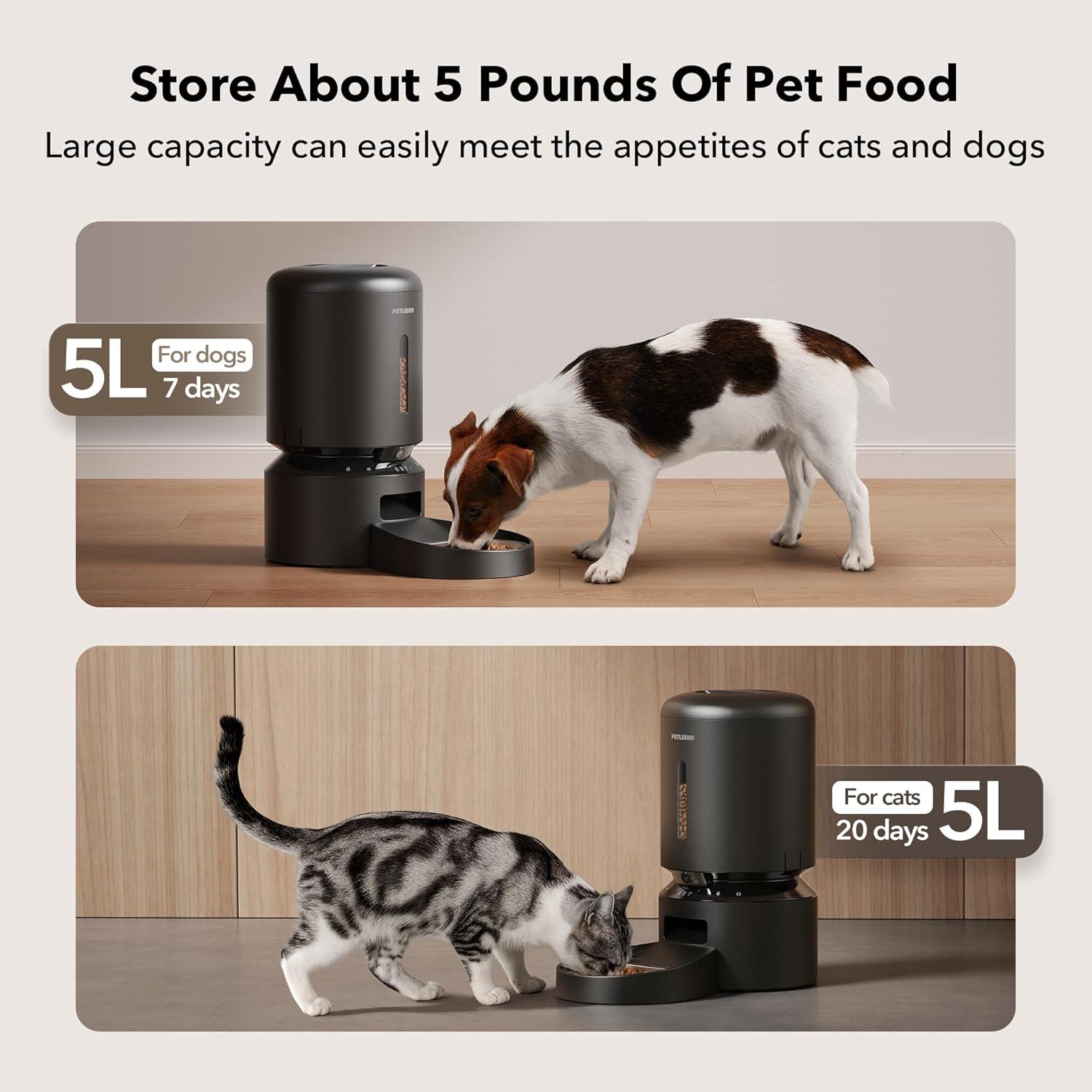 Black Automatic Pet Feeder with 1080P HD Camera and WiFi