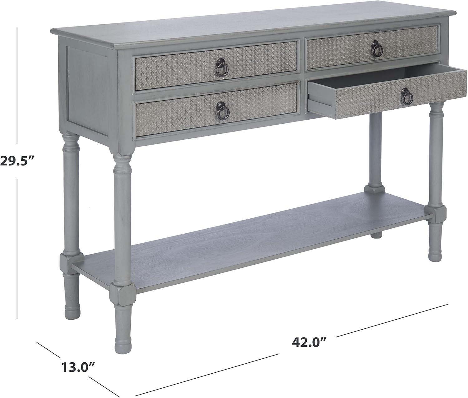 SAFAVIEH Haines Distressed Gray Wood Console Table with Drawer (42 in. W x 13 in. D x 29.5 in. H)