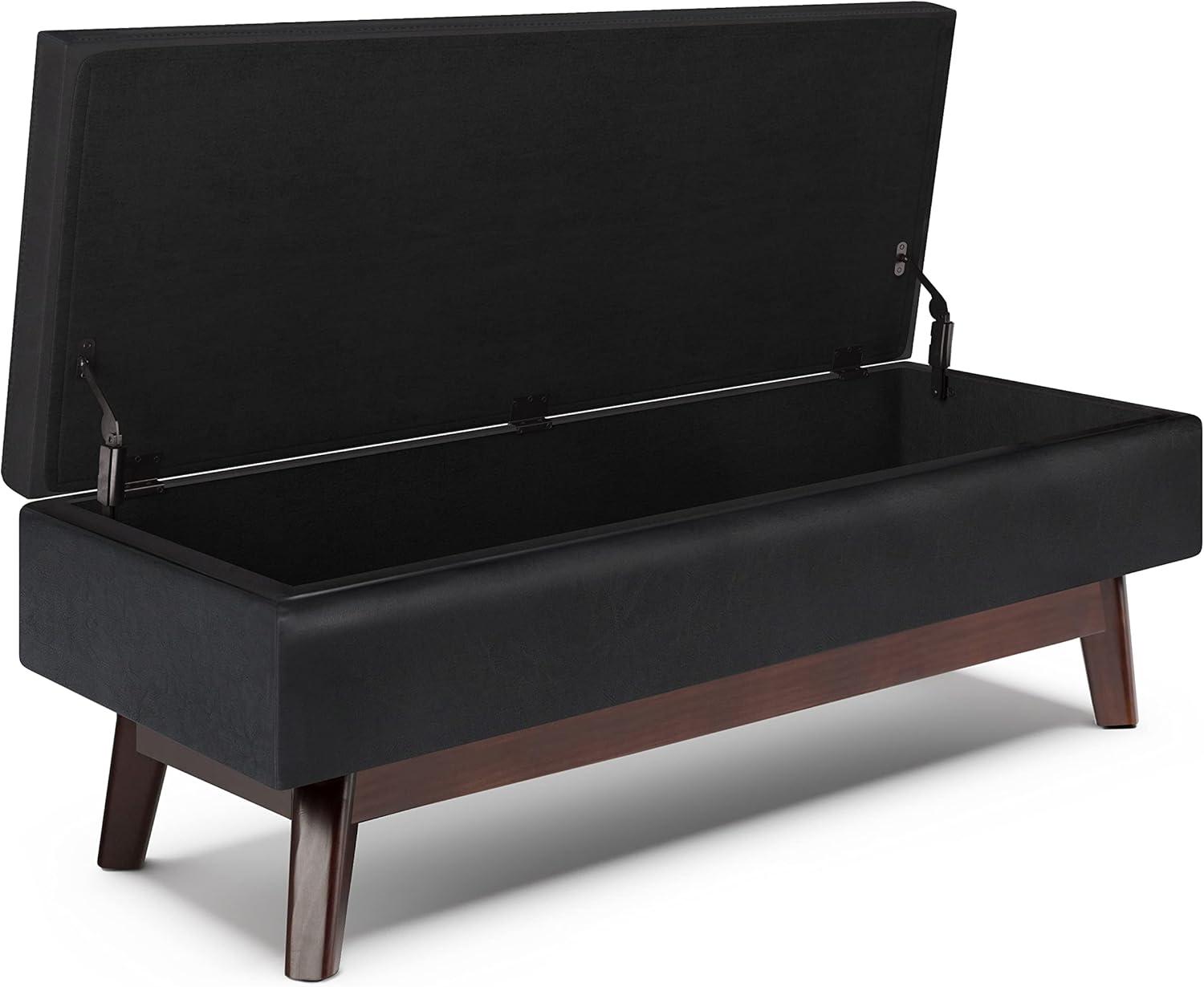 Owen Mid Century Modern Black Rubberwood Cocktail Ottoman