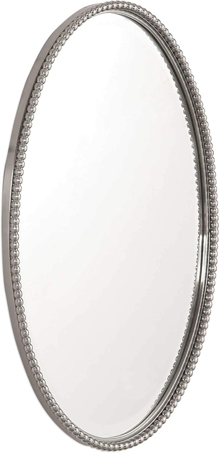 Uttermost Oval Vanity Decorative Wall Mirror Beveled Burnished Pale Champagne Gold Frame 25" Wide for Bathroom Bedroom Home Office
