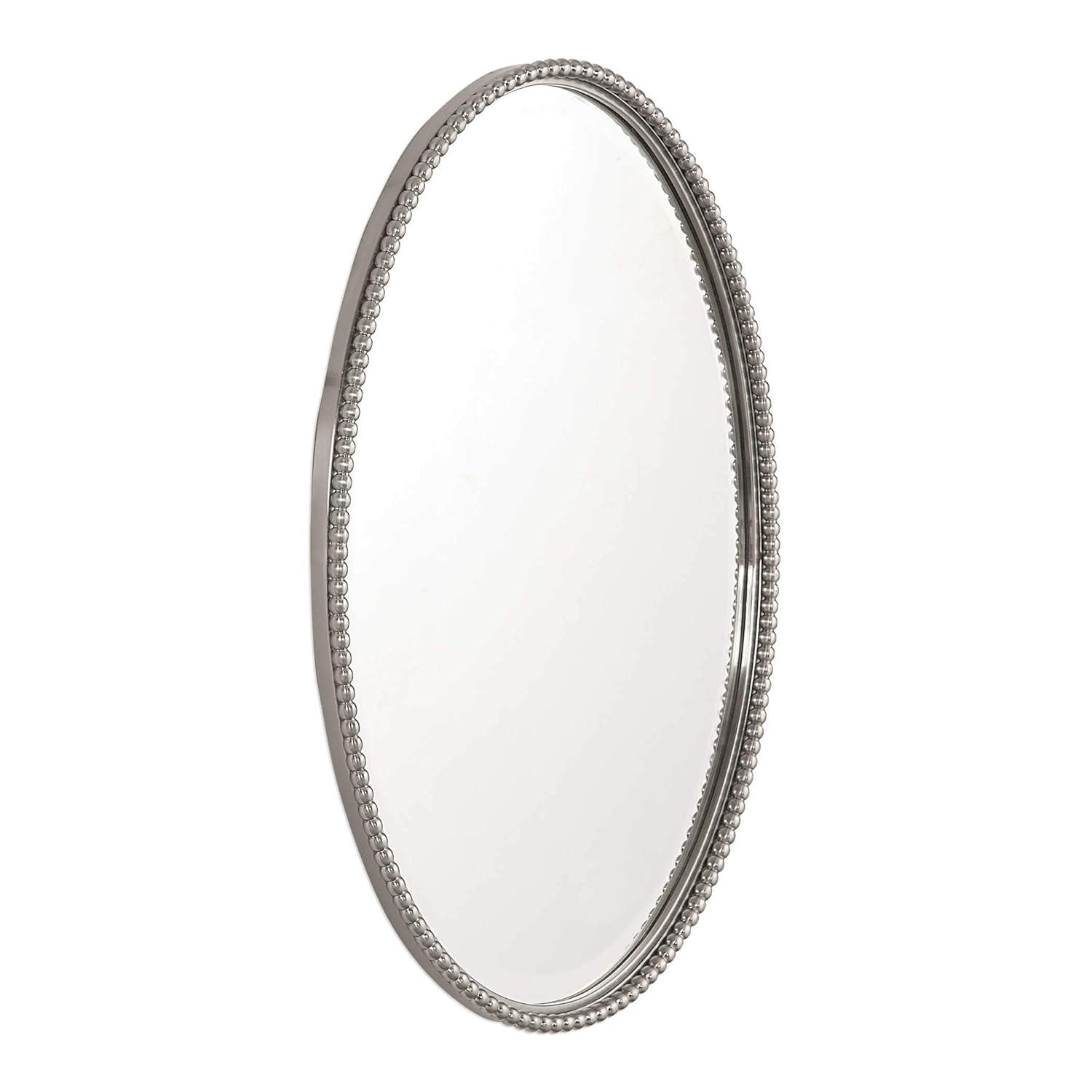 Uttermost Oval Vanity Decorative Wall Mirror Beveled Burnished Pale Champagne Gold Frame 25" Wide for Bathroom Bedroom Home Office