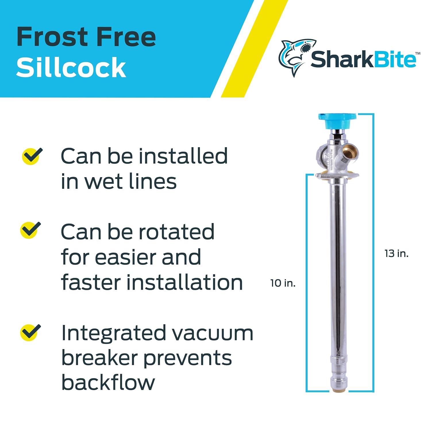 SharkBite 1/2 in. X 10 in. Push-to-Connect X MHT Brass Anti-Siphon Frost Free Sillcock Valve NOB