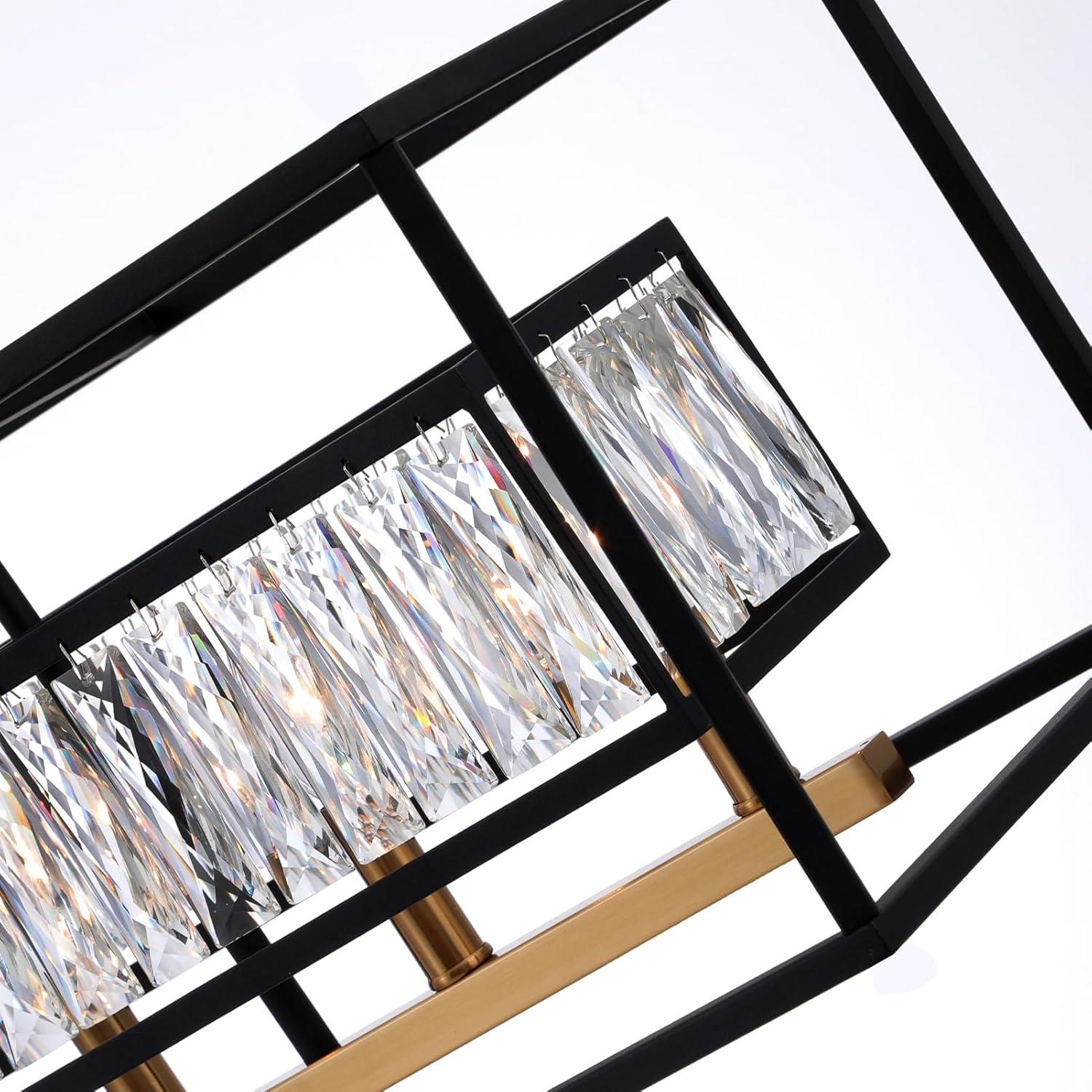 Black and Crystal Rectangular 6-Light Chandelier