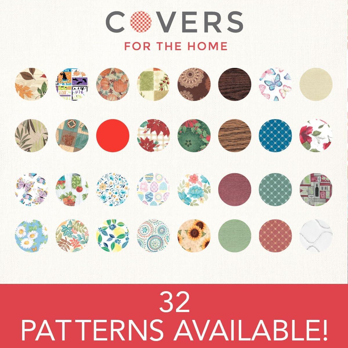 Covers For The Home Deluxe Elastic Edged Flannel Backed Vinyl Fitted Table Cover - Global Coffee Pattern - Small Round - Fits Tables up to 40" - 44" Diameter (ETCOF48)