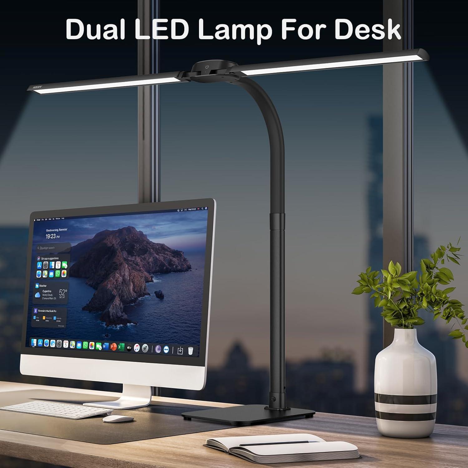 Black Adjustable LED Desk Lamp with USB Charging Port