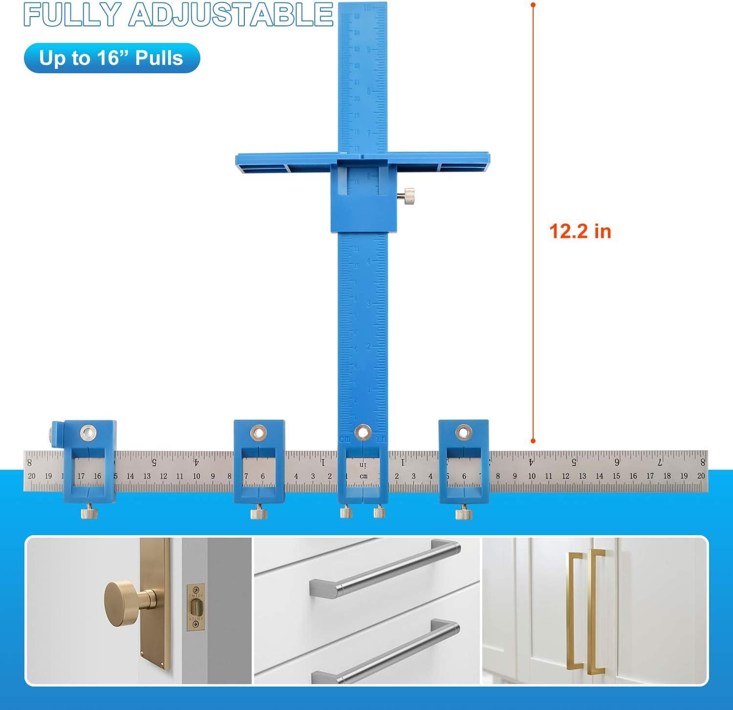 Blue Adjustable Cabinet Hardware Jig Tool with Stainless Steel and Plastic