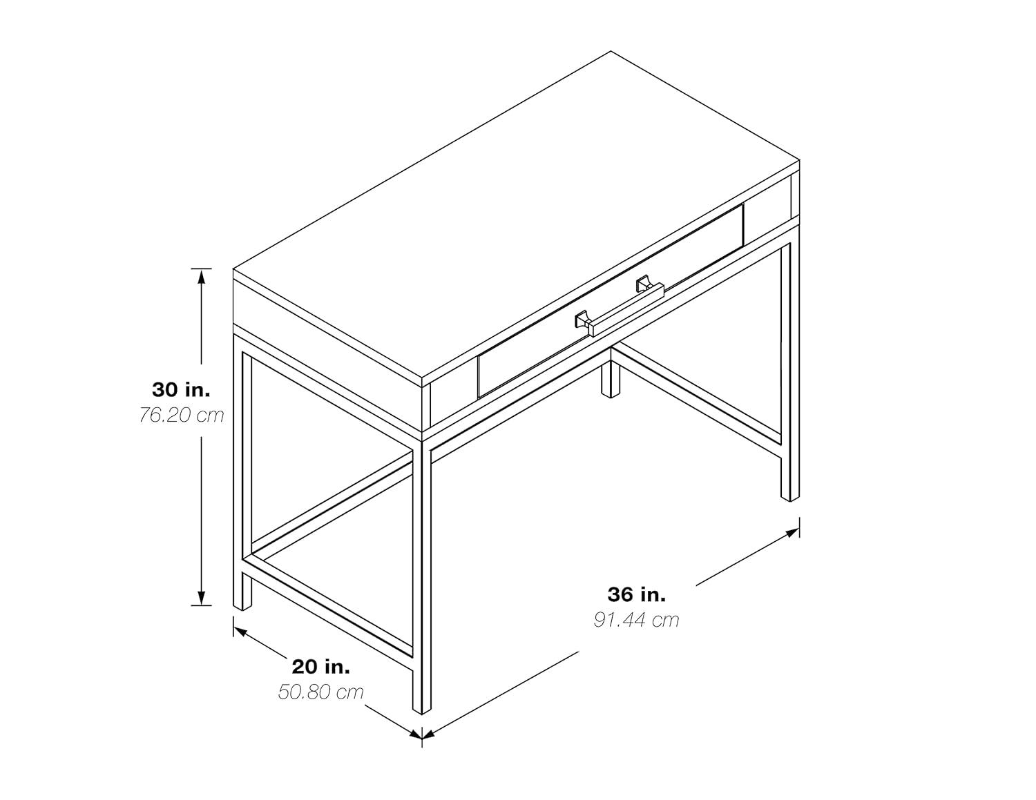 OSP Home Furnishings Modern Life Engineered Wood Desk w/ Metal Legs in White