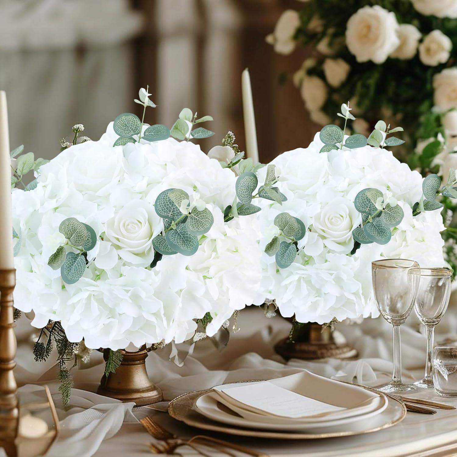 TITOUMI Hydrangea Silk Flowers Heads Blush Pack of 10 Full Hydrangea Flowers Artificial with Stems for Wedding Home Party Shop Baby Shower Décor