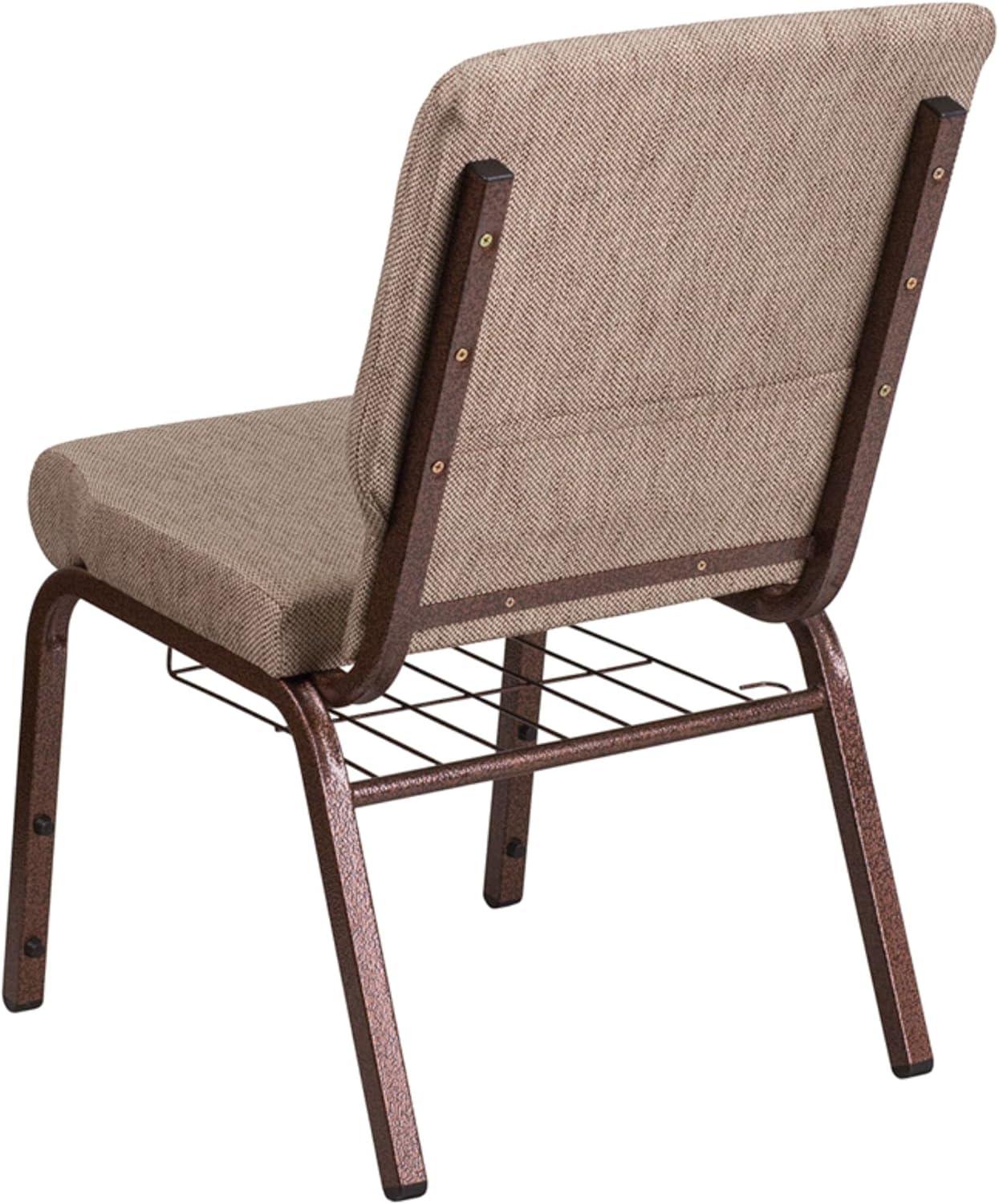 Beige Fabric Waterfall Seat Side Chair with Copper Steel Frame