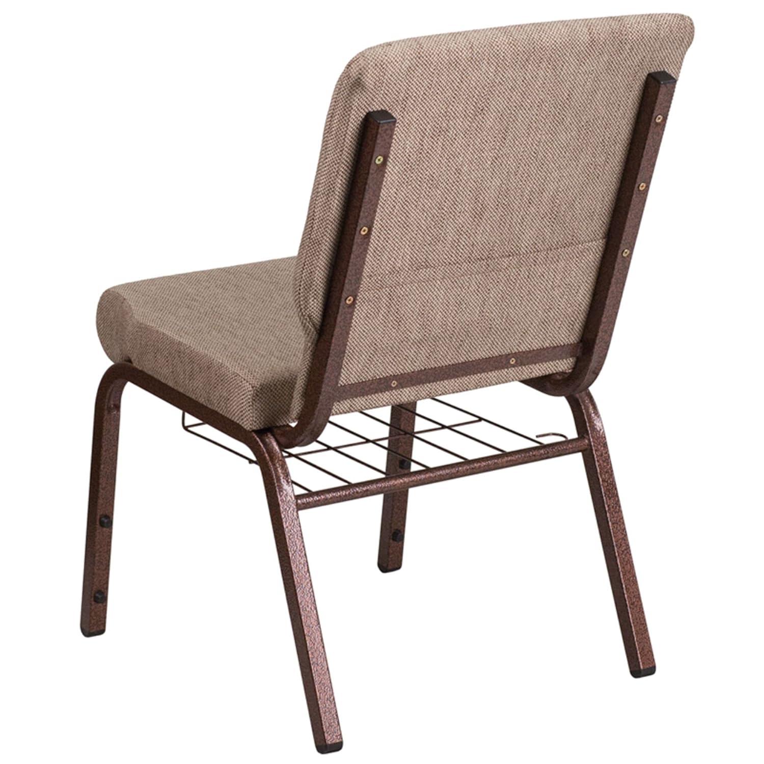 Beige Fabric Waterfall Seat Side Chair with Copper Steel Frame