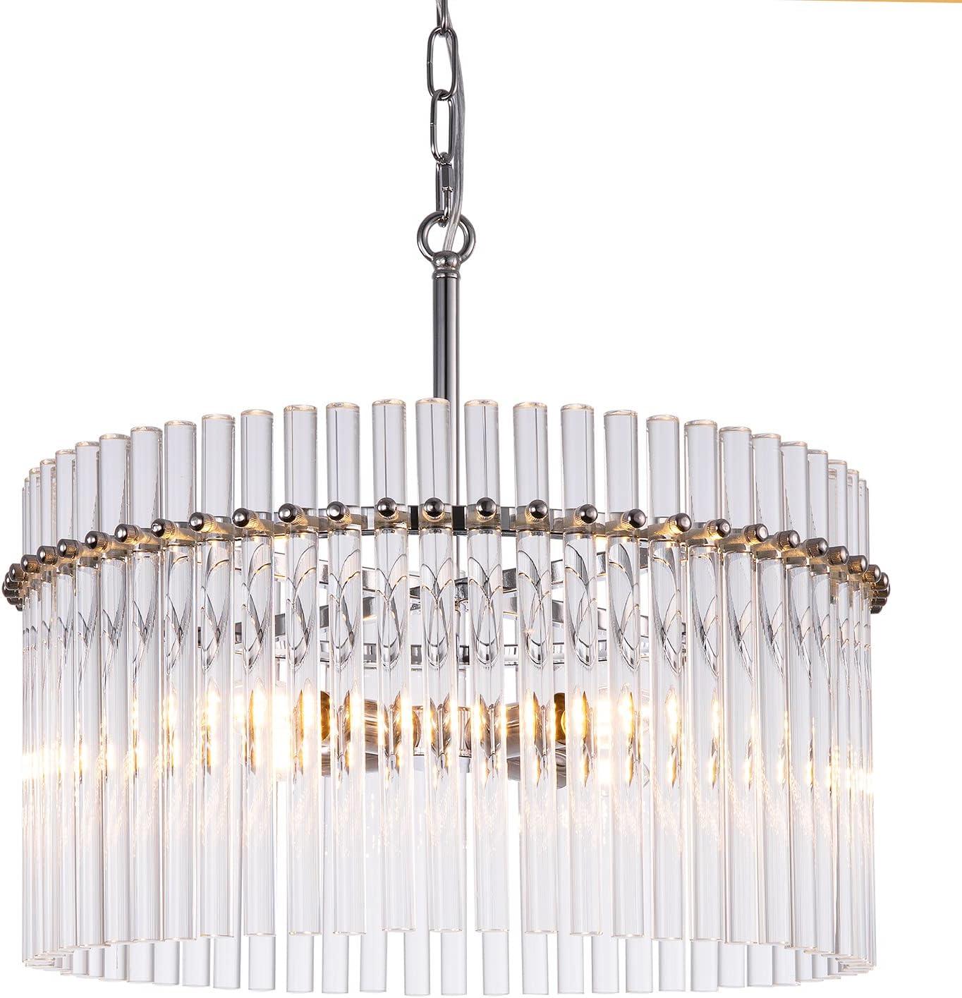 Casandra Chrome and Crystal 4-Light Drum Chandelier