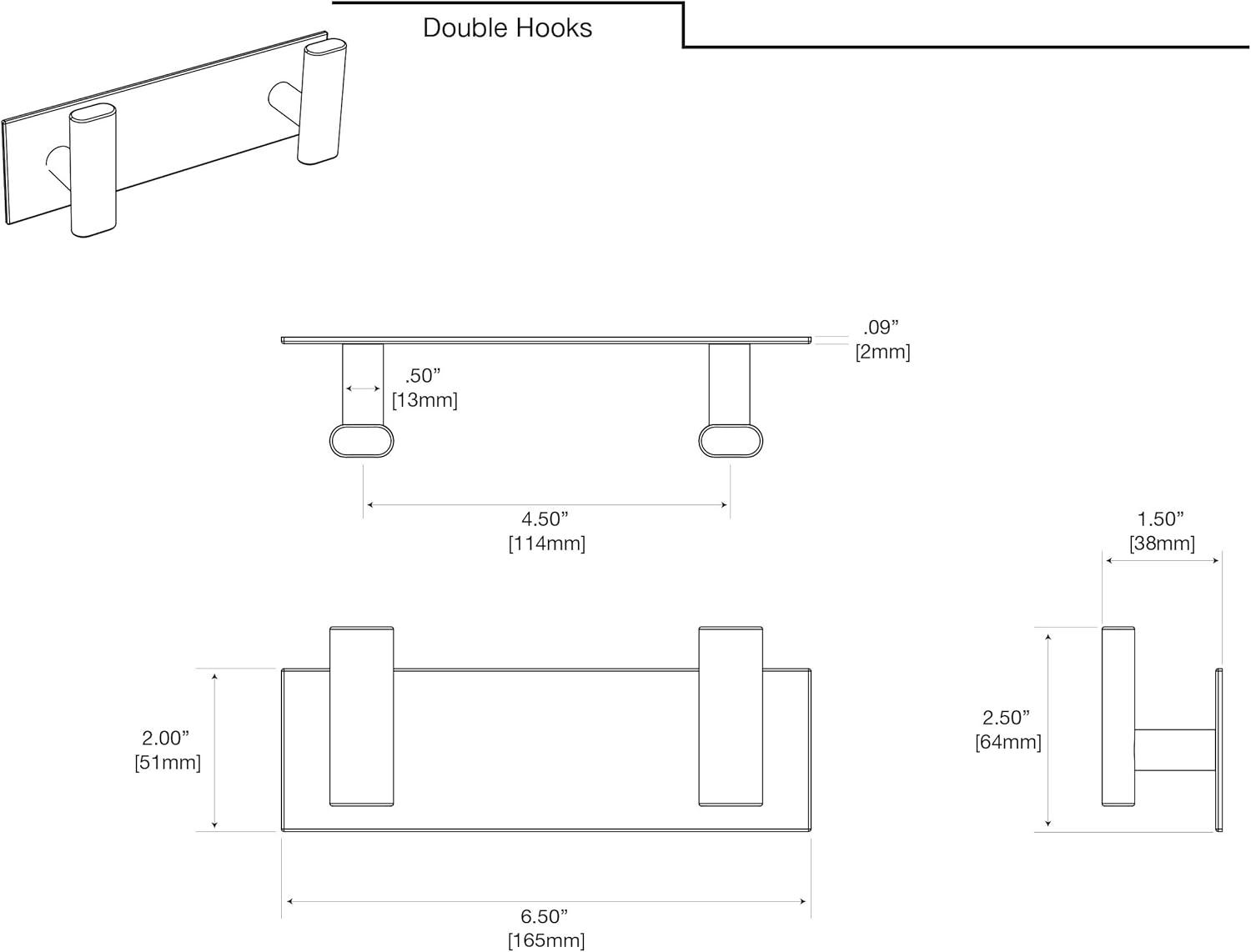 Satin Nickel Double Hook for Bathroom and Door