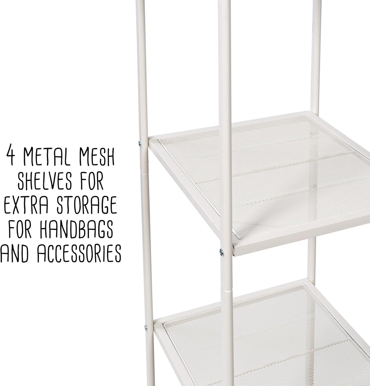 Honey-Can-Do Steel and MDF Clothing Rack with 4 Shelves, White/Ash