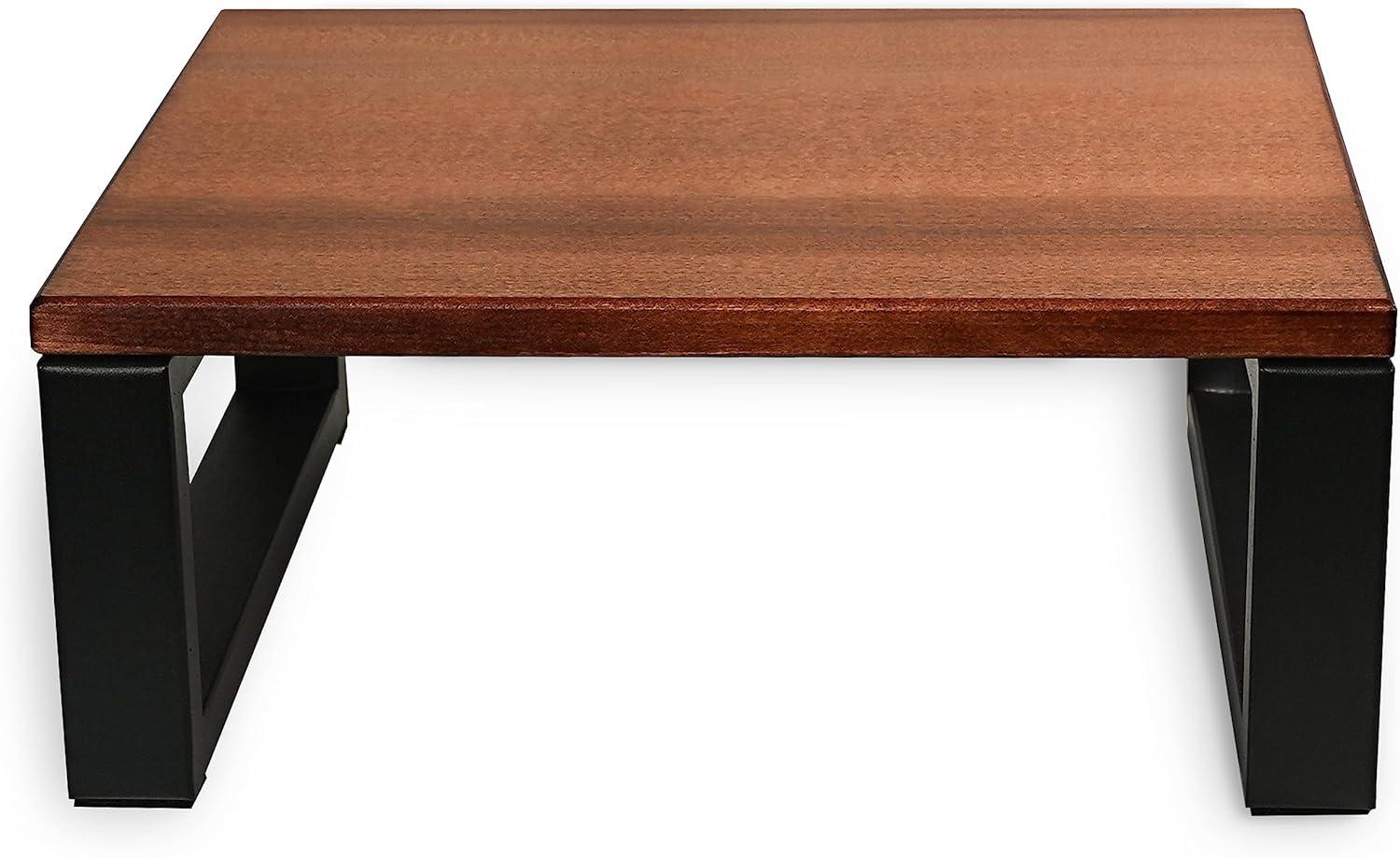 Chocolate Brown Solid Hardwood and Metal Portable Step Stool