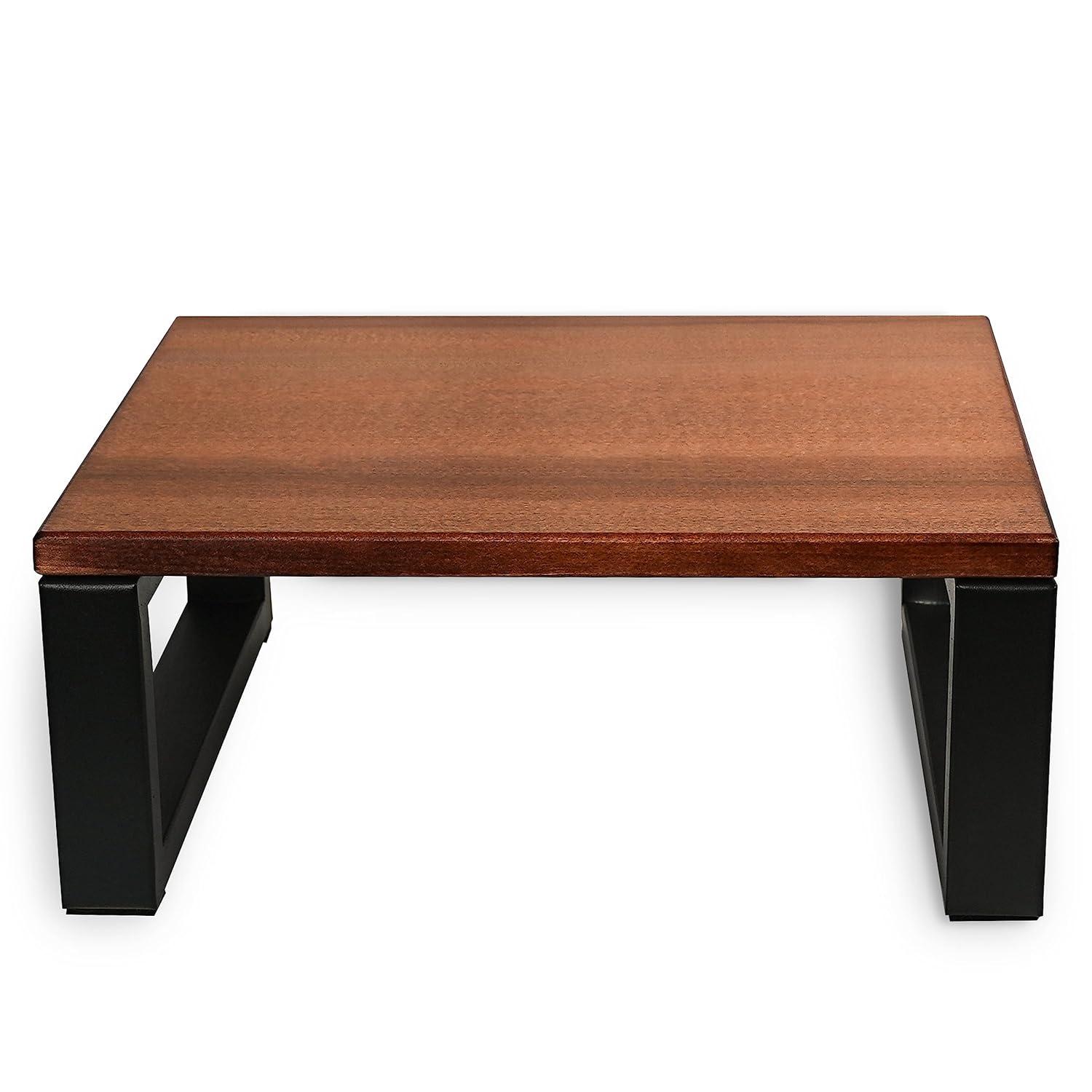 Chocolate Brown Solid Hardwood and Metal Portable Step Stool