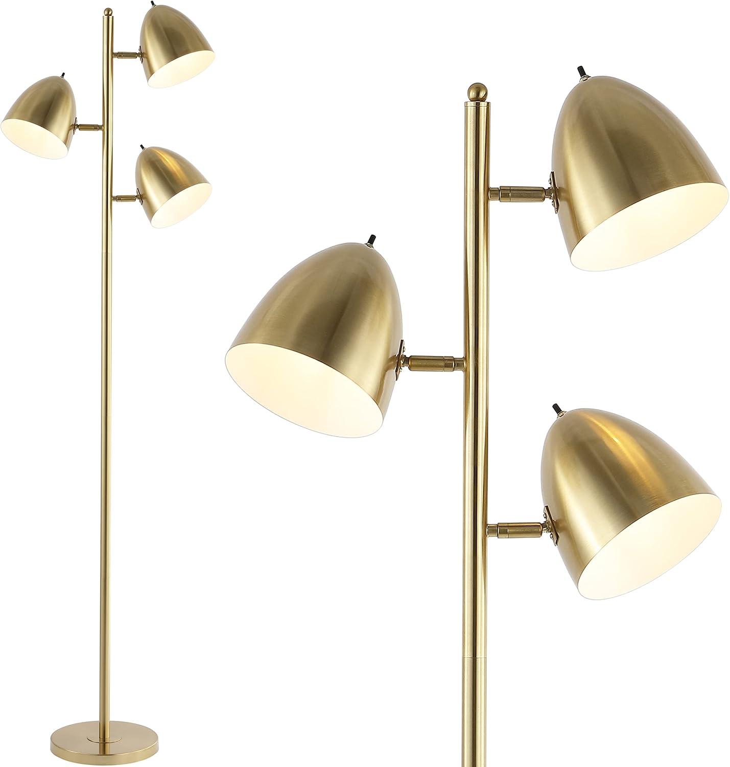 Billy Mid-Century Transitional 66.5" Satin Gold Adjustable LED Floor Lamp