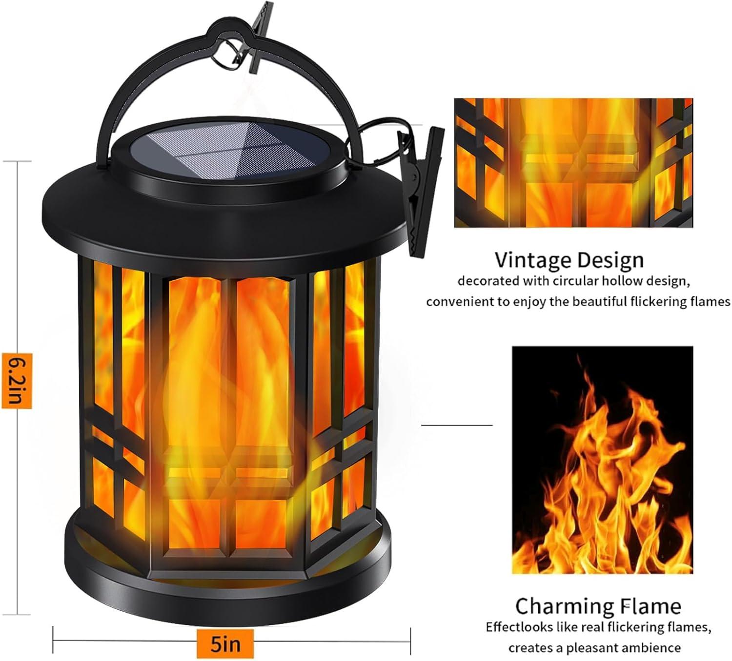 KOOPER Solar Lantern Outdoor Lights, Upgraded Flickering Candle Solar Lanterns Lights Outdoor Waterproof, Hanging Outdoor Solar Lanterns Lights, Solar Powered Lanterns For Yard Garden Decor (Set of 2)