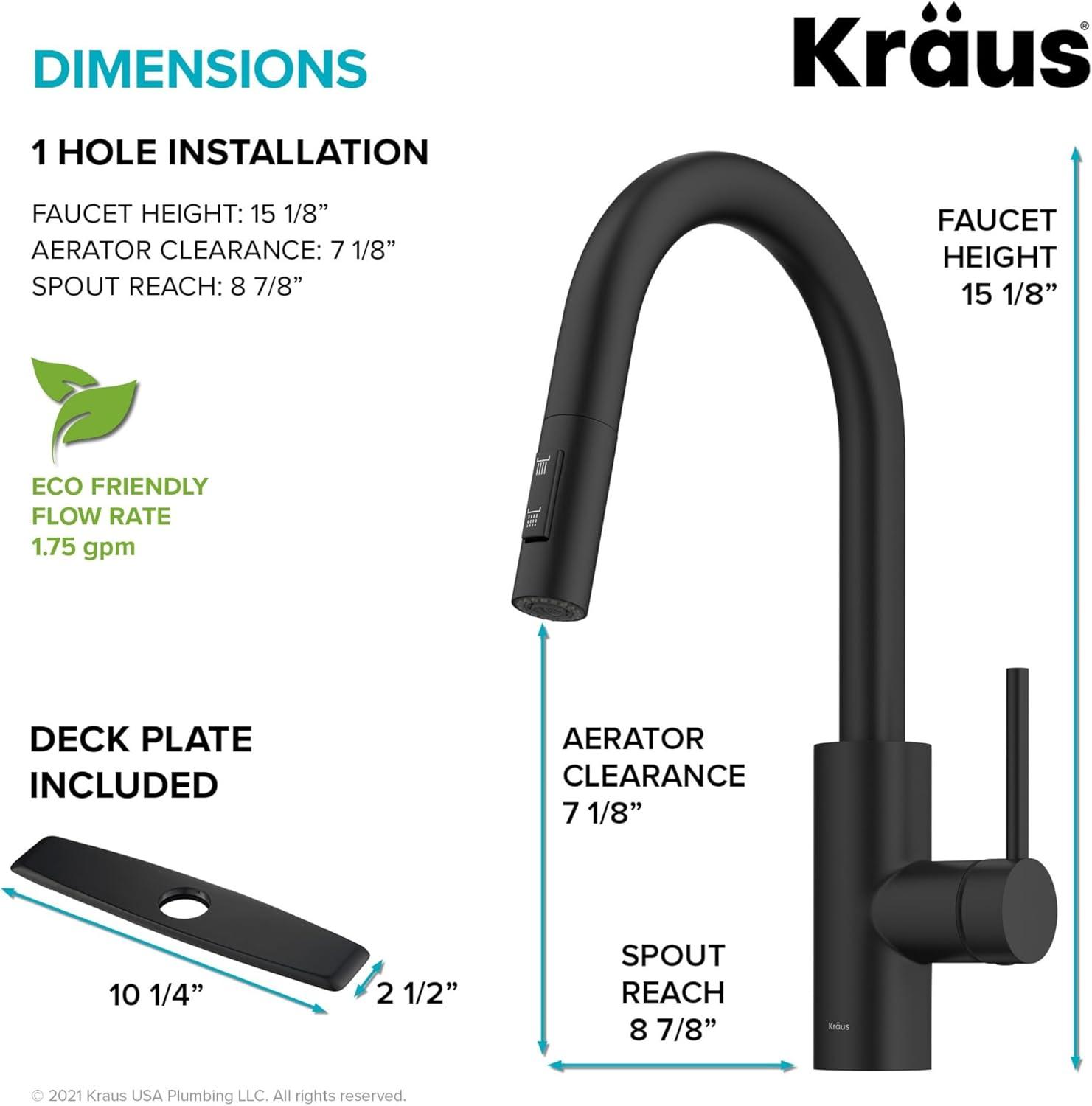 KRAUS Oletto Single Handle Pull Down Kitchen Faucet with QuickDock Top Mount Installation Assembly