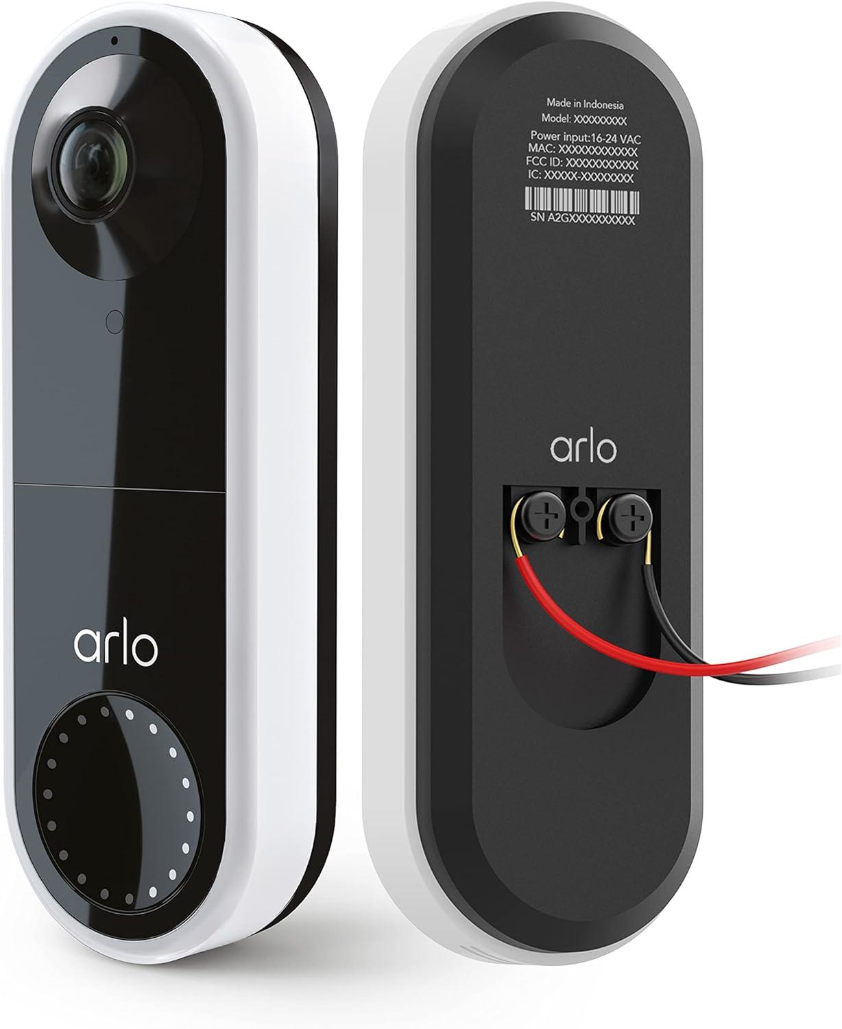 Arlo Essential 1080p Wired Video Doorbell - White