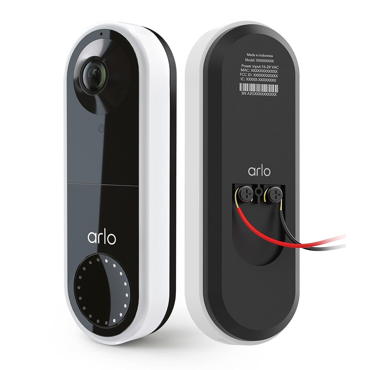 Arlo Essential 1080p Wired Video Doorbell - White