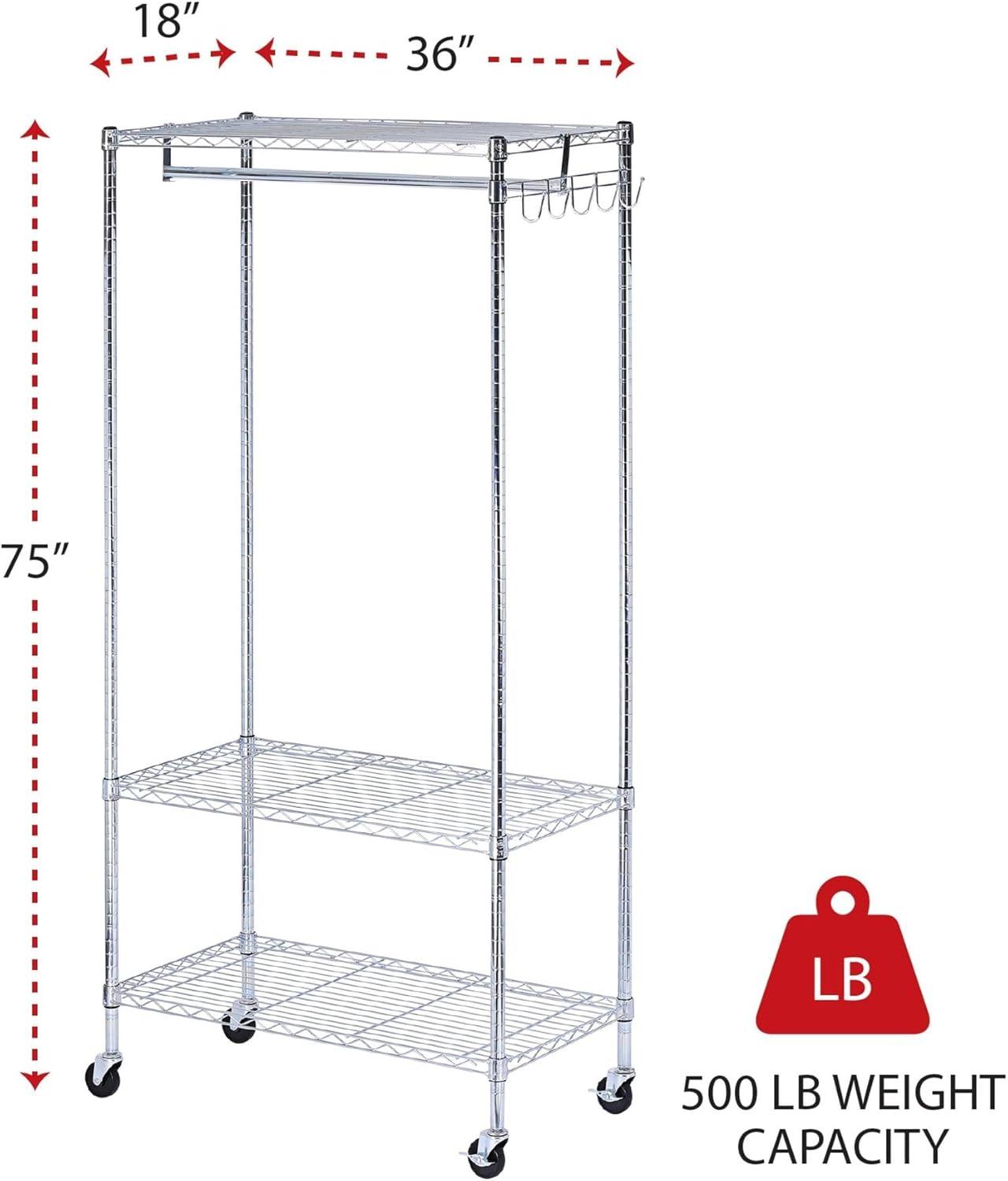 Alera® Wire Shelving Series Metal Rolling Clothing Rack