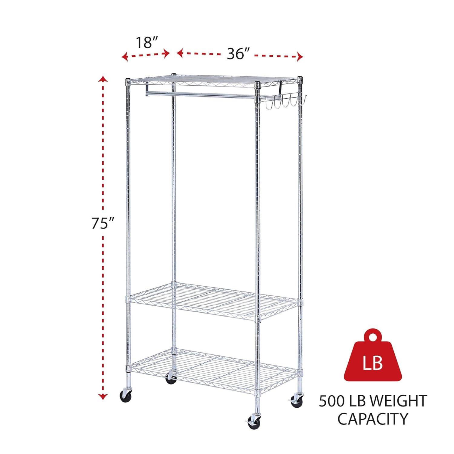 Alera® Wire Shelving Series Metal Rolling Clothing Rack