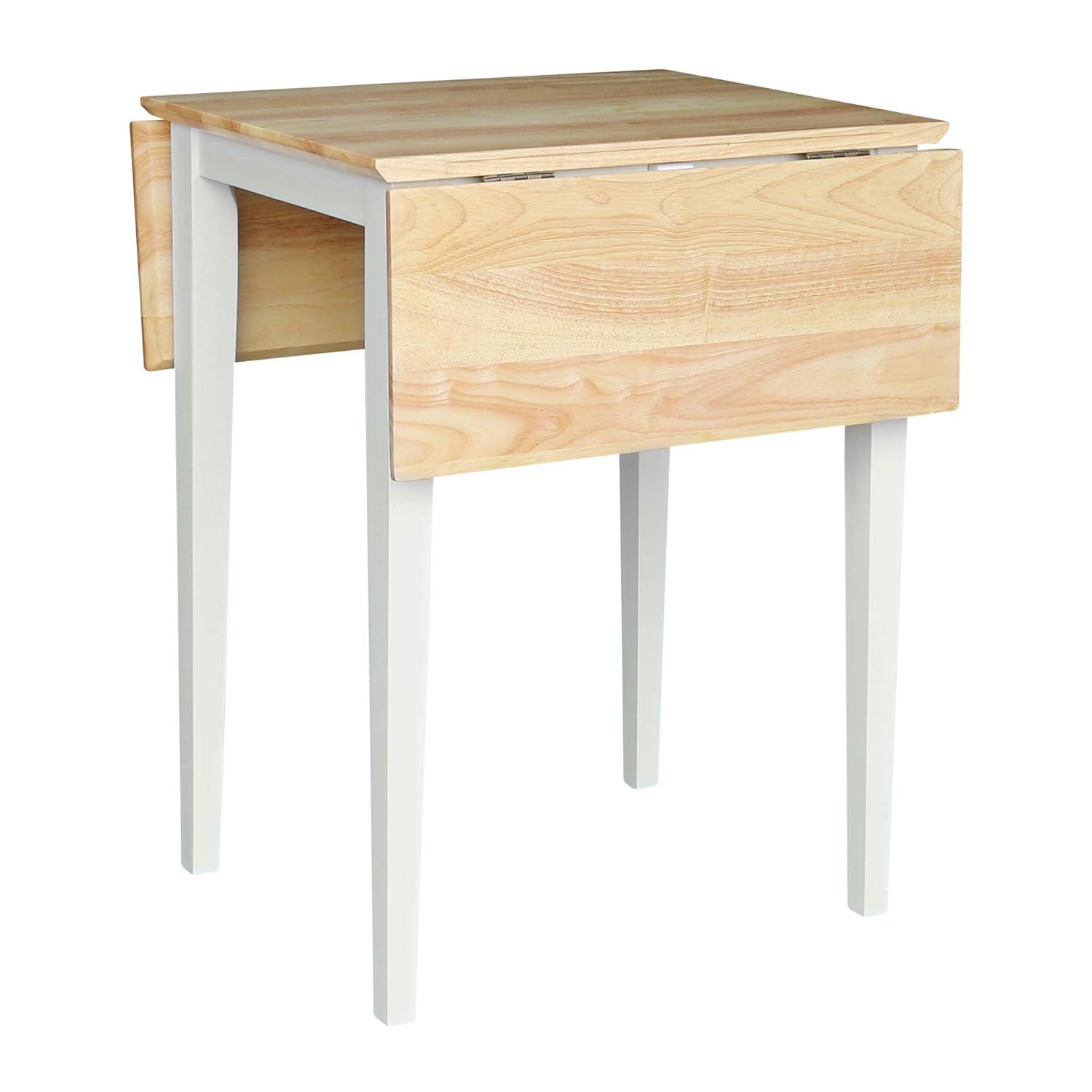 Tate Drop Dining Table White/Natural - International Concepts: Hardwood, Dual 9-inch Leaves, Seats 4