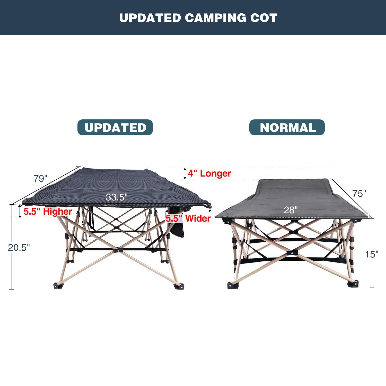 LIFETIME FLOORING LLC Oversized Camping Cots For Adults 500Lbs, Extra Wide Tall Sleeping Cots Heavy Duty,  Cots Portable For Outdoor Indoor Office
