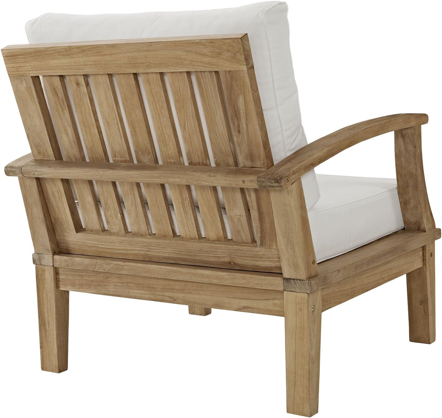 Natural White Teak Outdoor Accent Chair with Tapered Legs