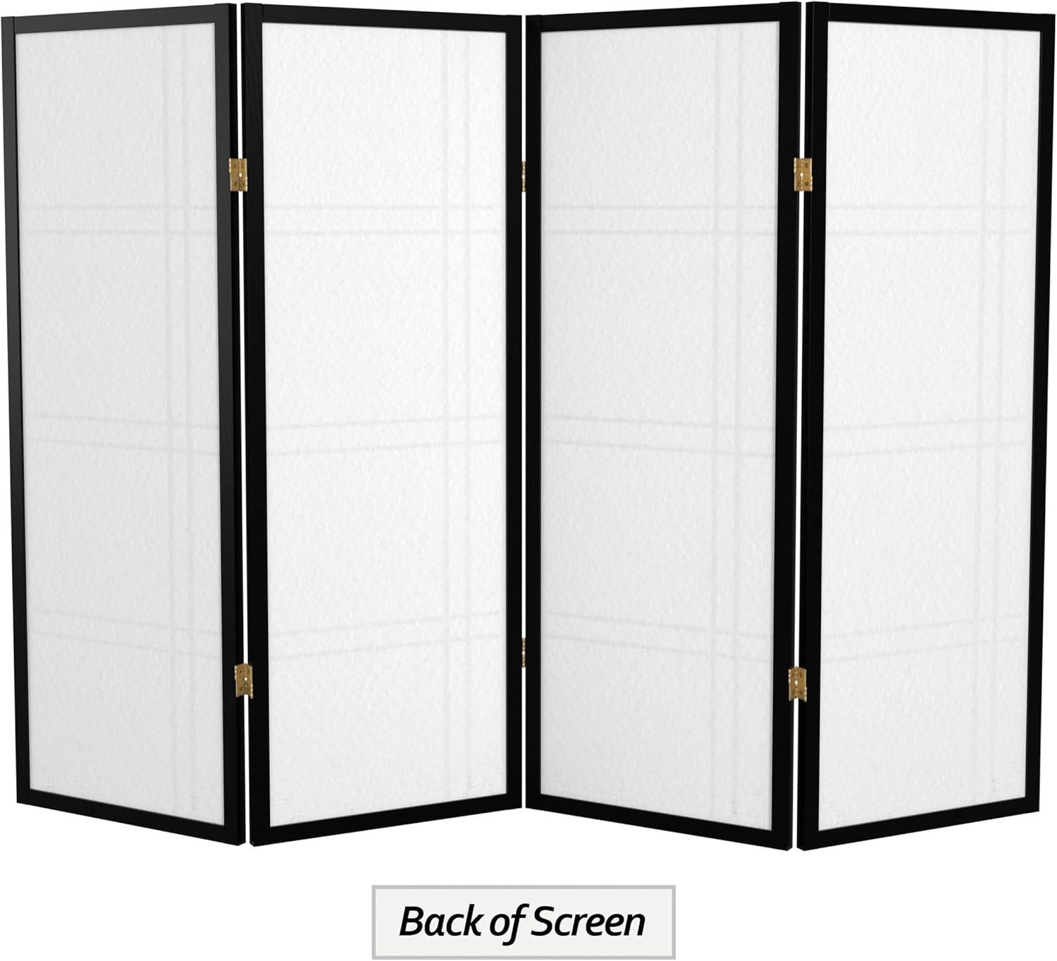 4-Panel Black Shoji Screen with Double Cross Design