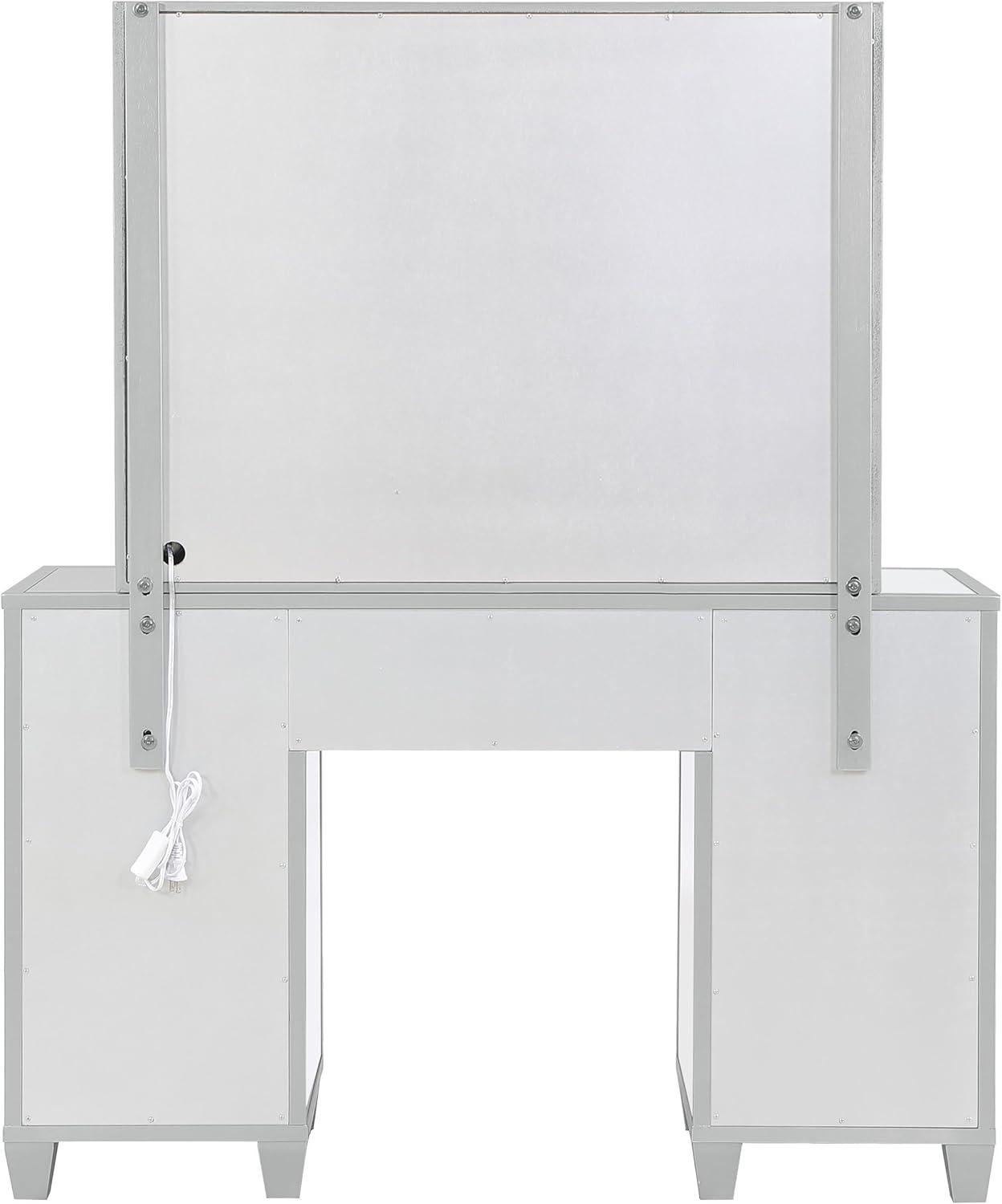 Coaster Allora 9-drawer Mirrored Storage Vanity Set with Hollywood Lighting Metallic