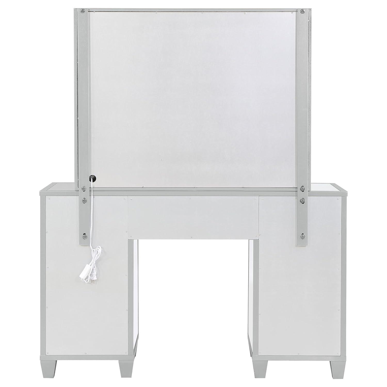 Coaster Allora 9-drawer Mirrored Storage Vanity Set with Hollywood Lighting Metallic