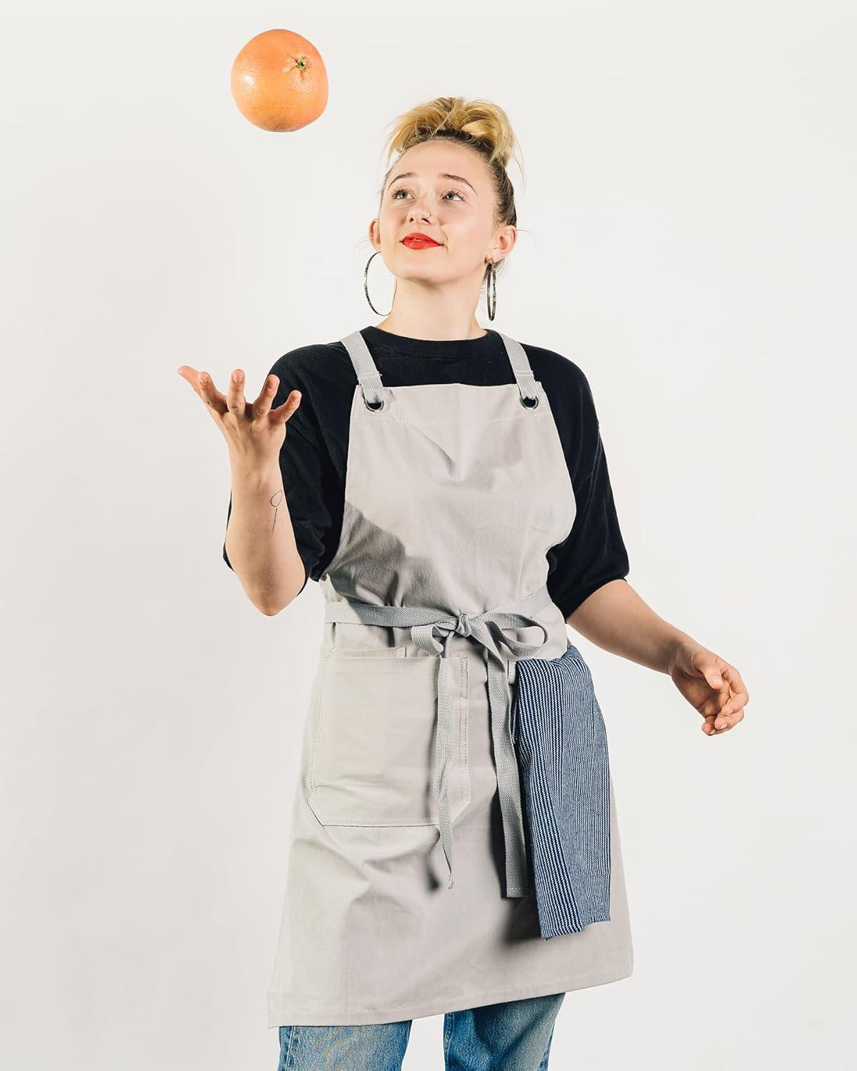 Caldo Crossback Kitchen Apron for Cooking (Black)