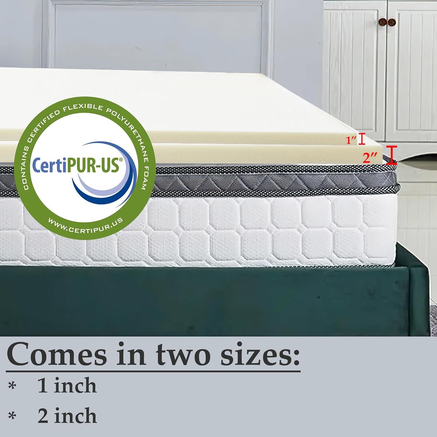 Full Size Beige High Density Foam Mattress Topper