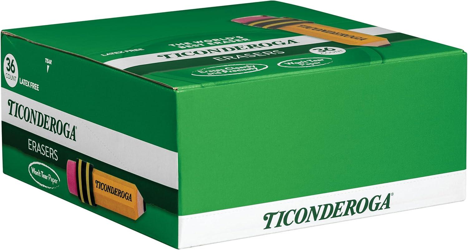 Ticonderoga Pencil-Shaped Erasers, Yellow, Pack of 36