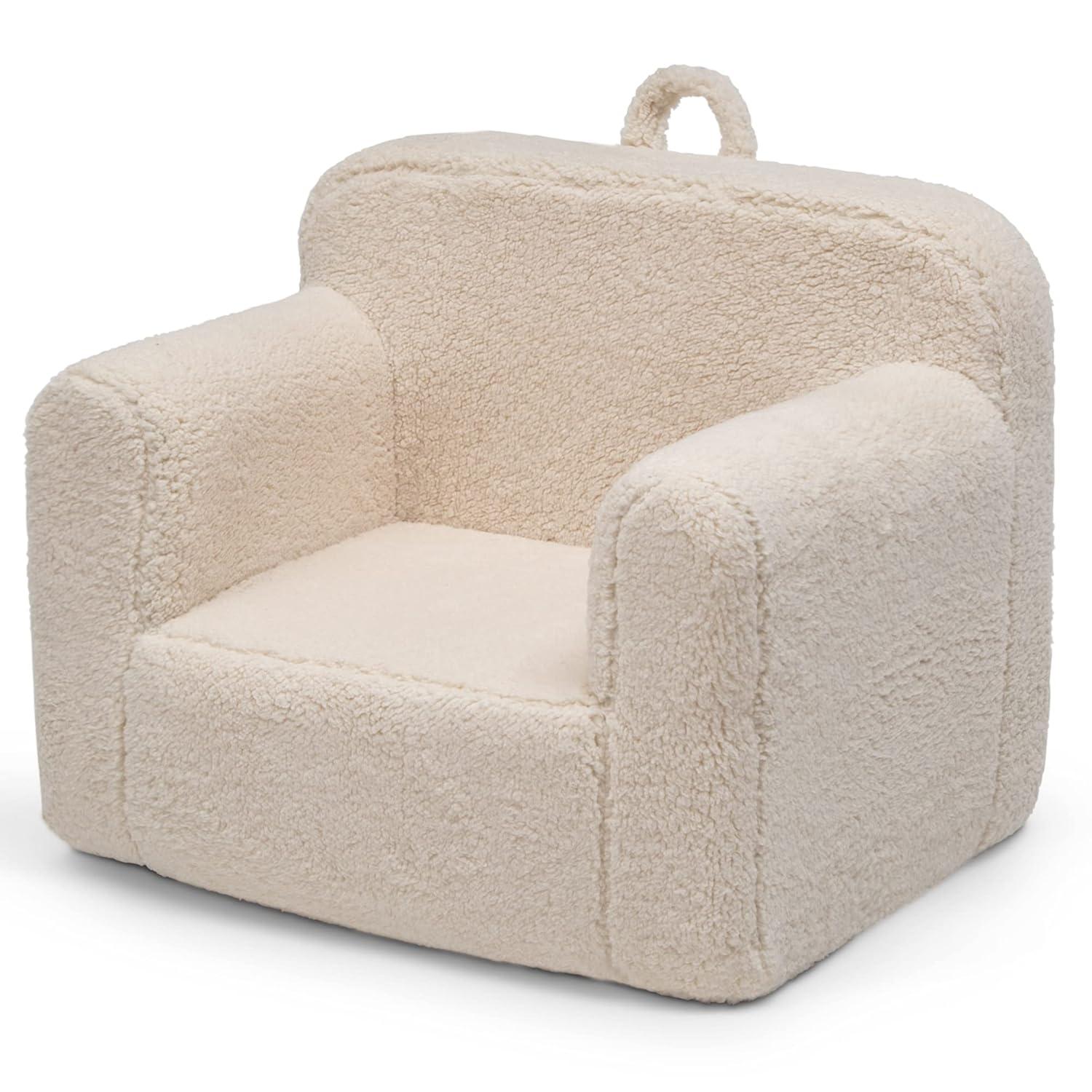 Cream Sherpa Kids' Foam Chair with Handle