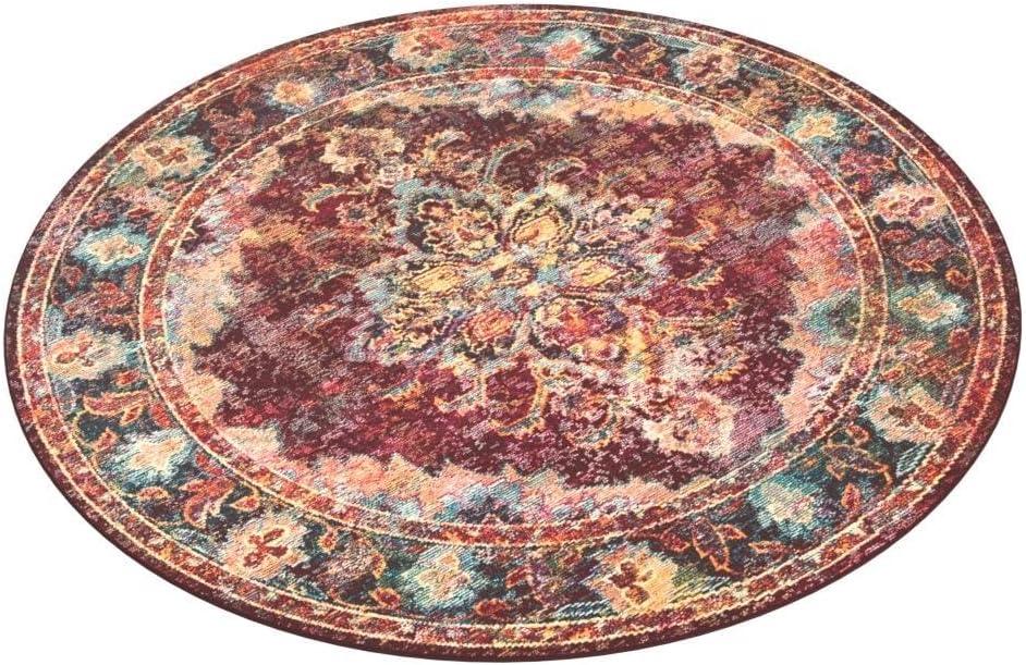 Crystal CRS508 Power Loomed Area Rug - Ruby/Navy - 7' Round - Safavieh.