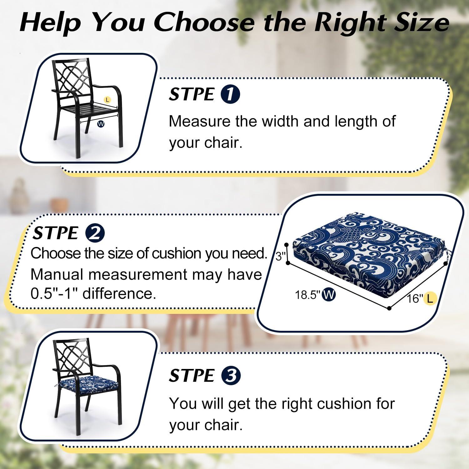 LOVTEX Outdoor Chair Cushions Set of 4, Waterproof Patio Chair Cushions with Ties, 18.5 x 16 x 3 inch, Khaki