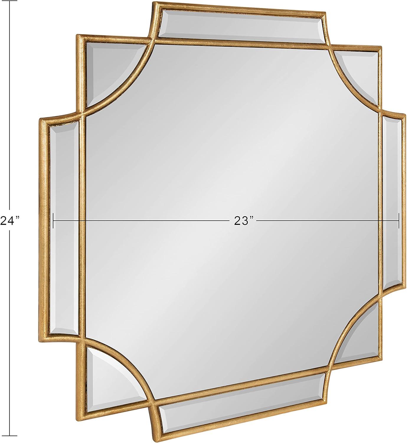Kate and Laurel Minuette Glam Square Wall Mirror, 24" x 24", Gold, Elegant Traditional Home Decor With A Boho Charm