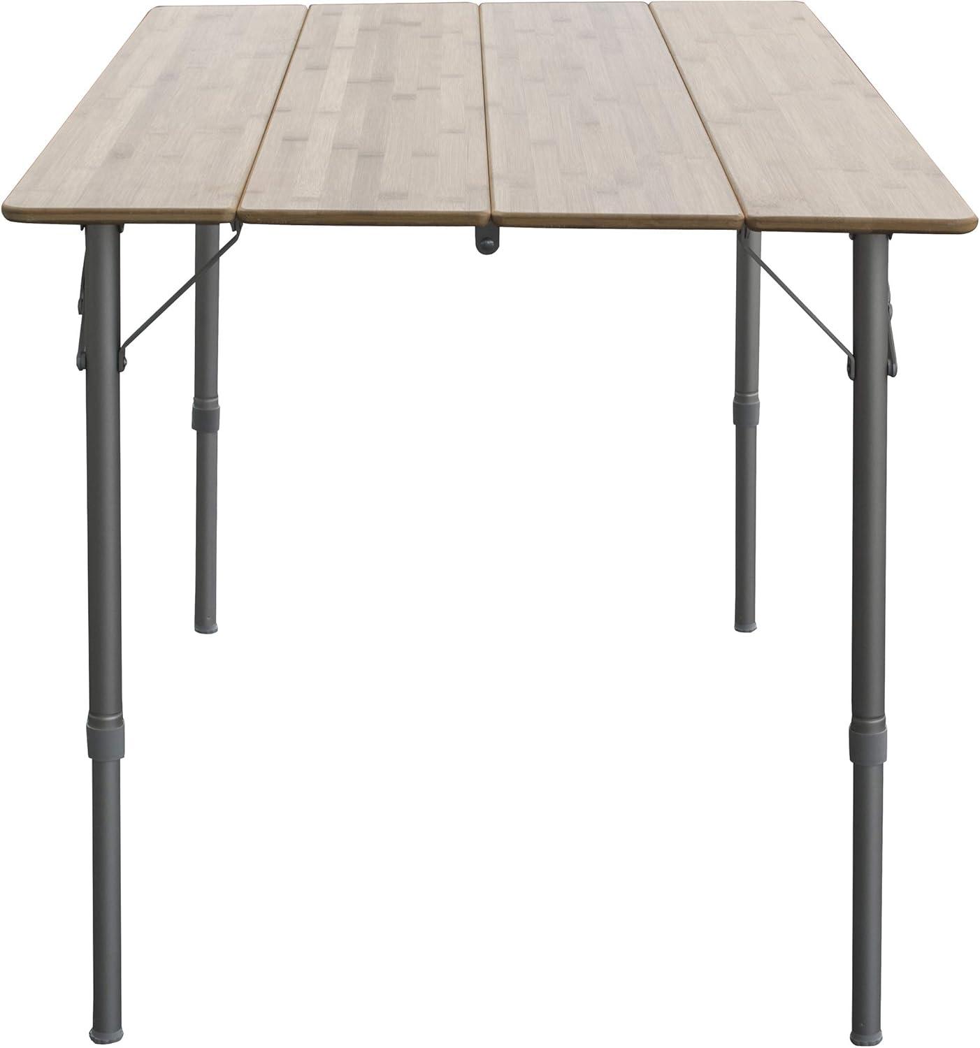 39.35 x 25.5" Adjustable Height Folding Bamboo Table With Carry Bag