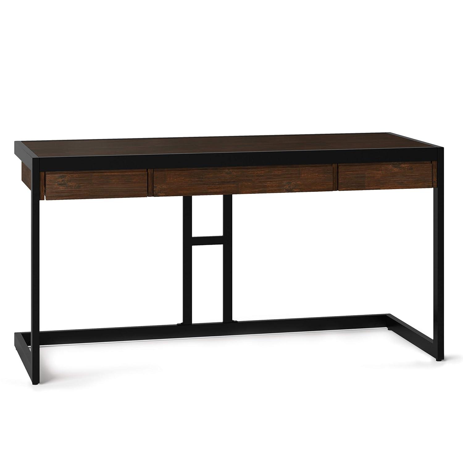 Simpli Home Erina 48"W Solid Acacia Wood Small Desk, Industrial Style with Keyboard Tray and 2 Drawers